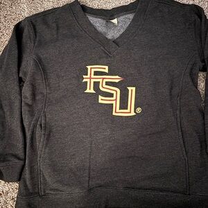 Gray V-Neck Sweatshirt with FSU Logo
